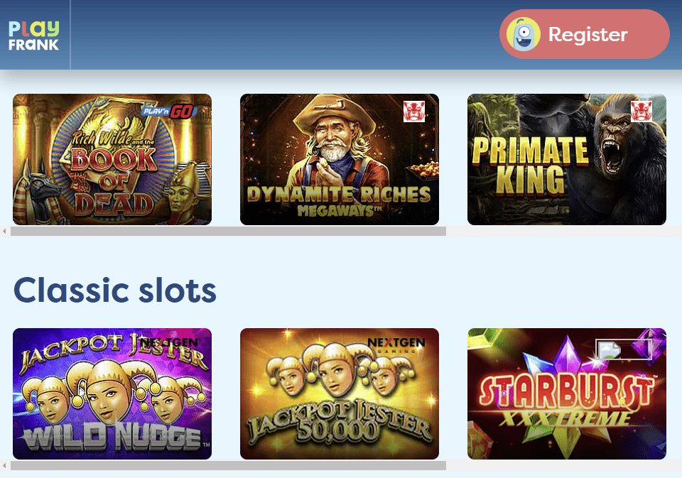 PlayFrank Casino Promotions & Games