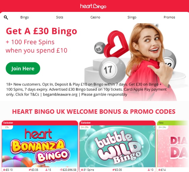 Heart Bingo Bonus Code Offer for UK