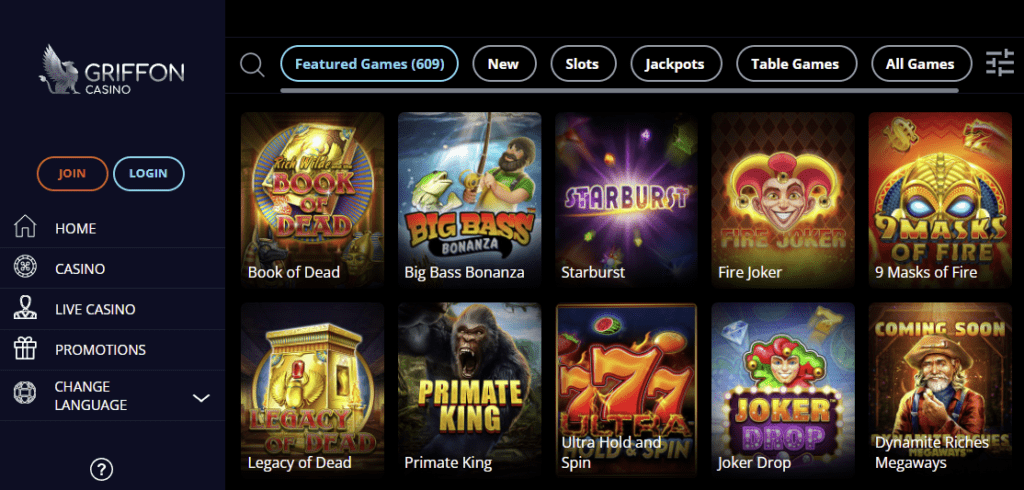 Griffon Casino Games and promotions