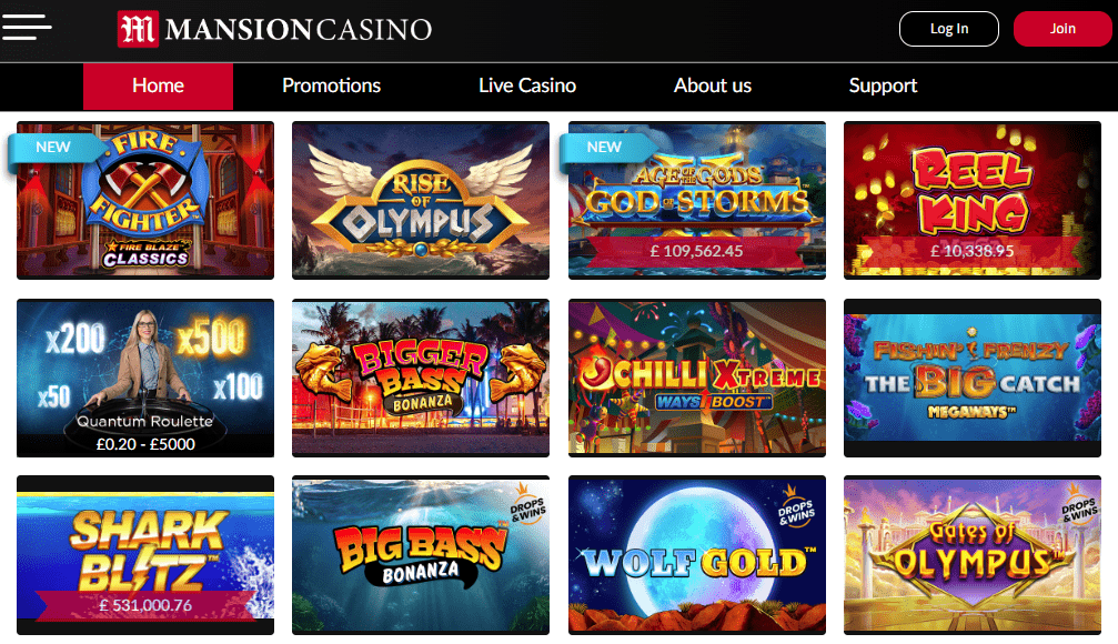 Mansion Casino Games and Slots
