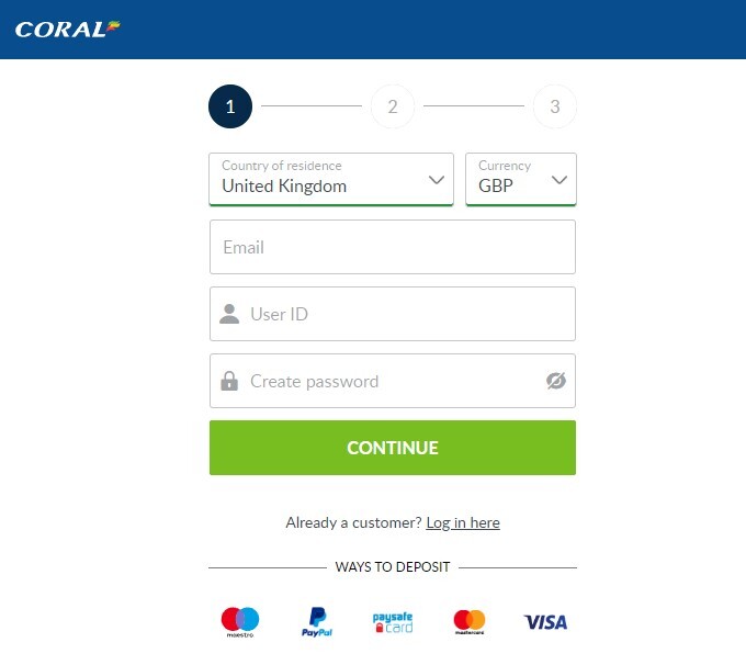 Coral Slots UK Sign up