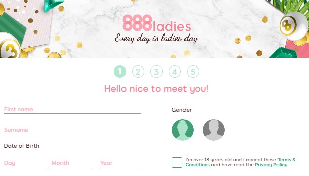 888 ladies sign up bonus page