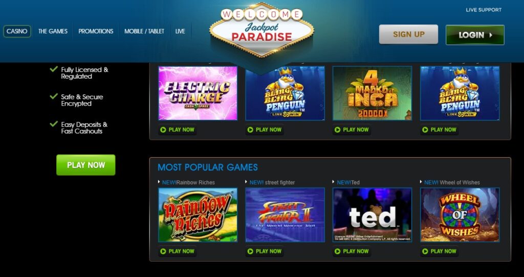Jackpot Paradise Casino Review