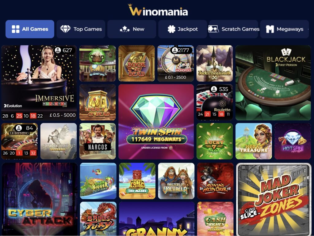 Winomania free spins and casino games