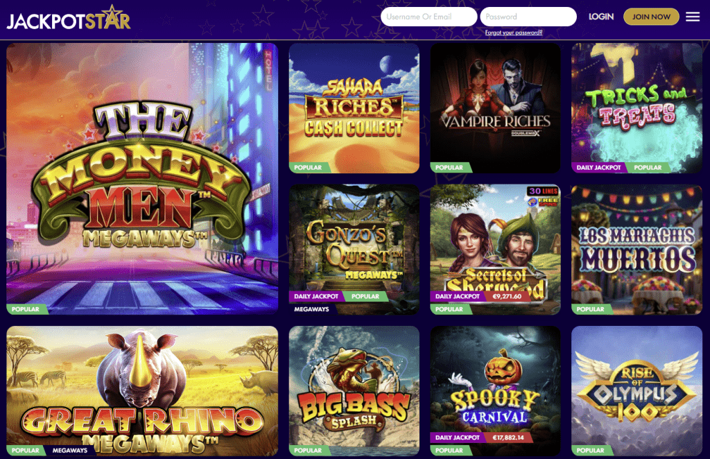Jackpot Star casino games