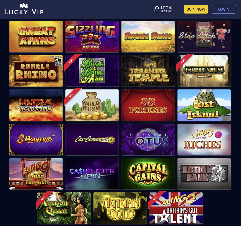 Lucky VIP Casino Games Selection