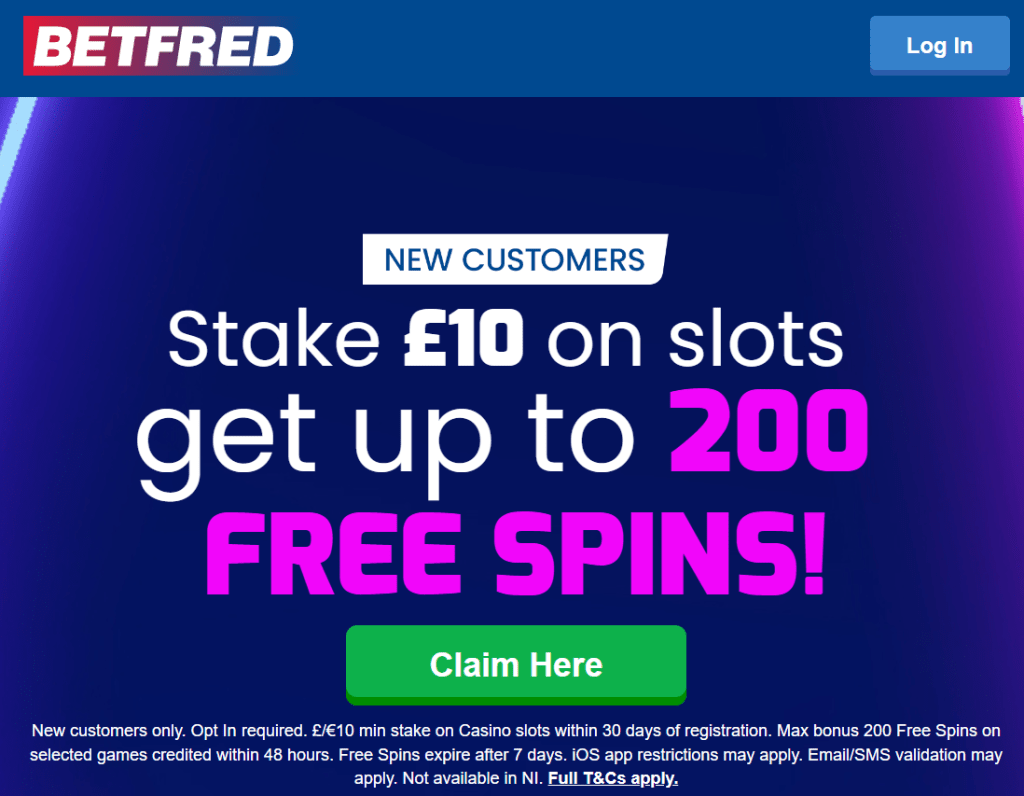 no wager free spins bonus at Betfred Casino UK