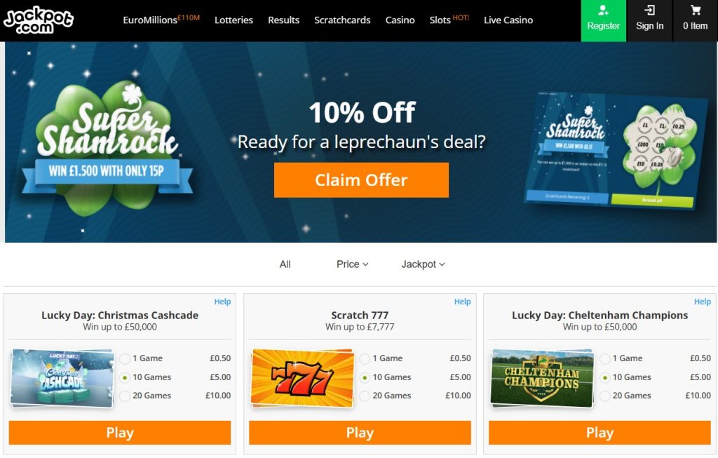 online scratchcards UK - Jackpot.com