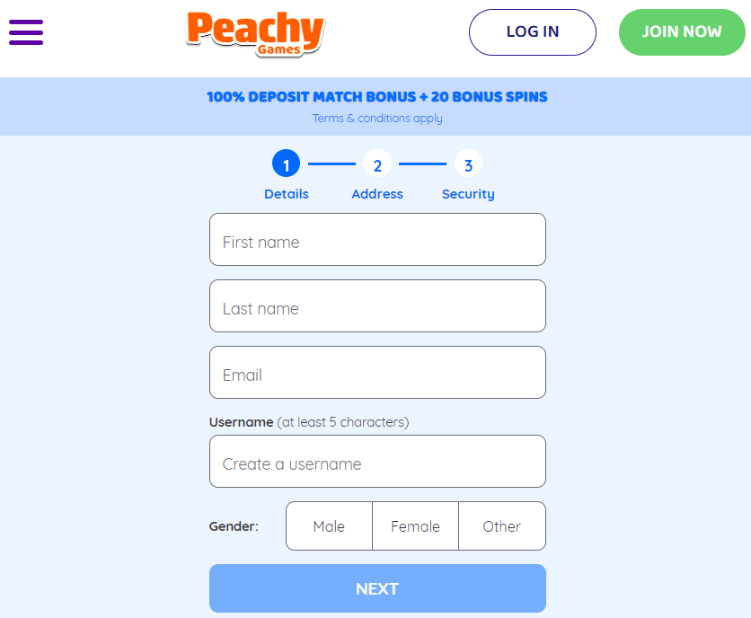 Claim Peachy Games Welcome Bonus