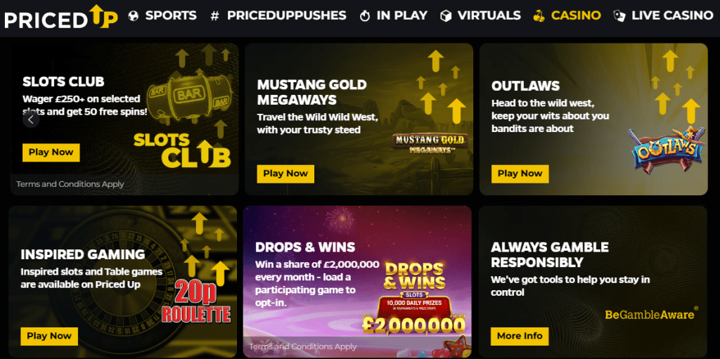 PricedUp casino offers