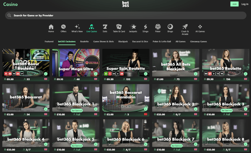 bet365 live casino games