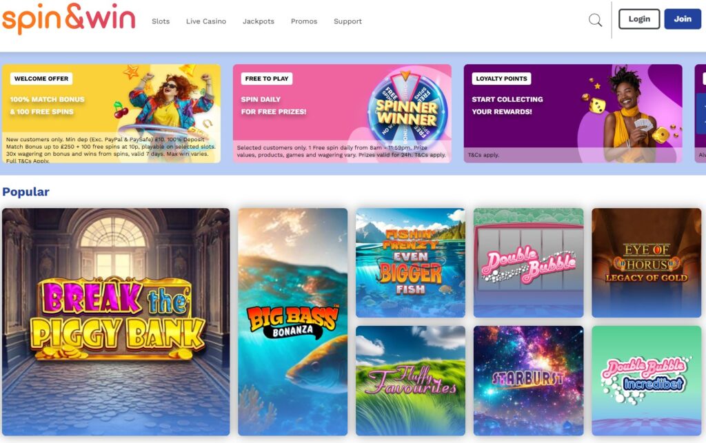 UK's real money gambling platforms - Spin and Win