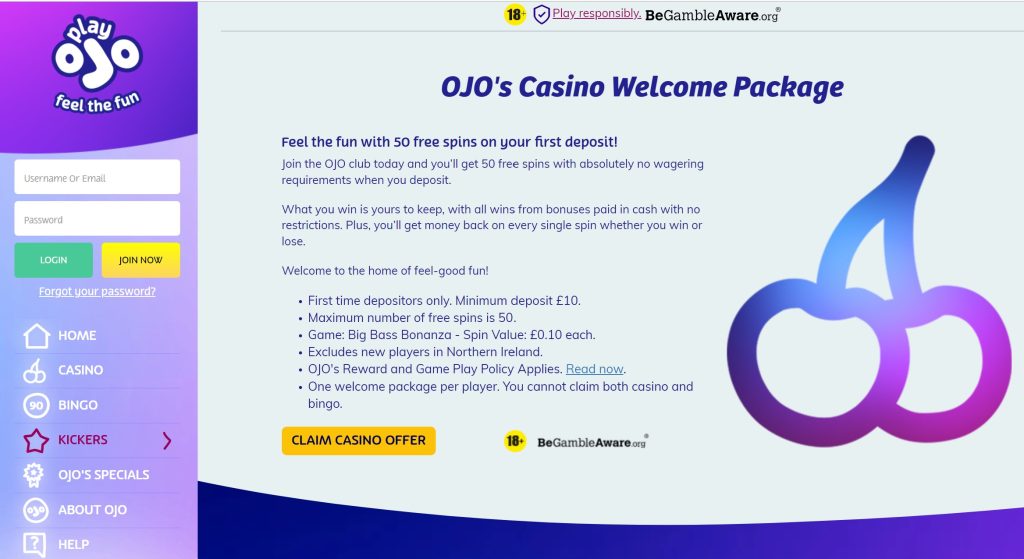 PlayOjo kicker code and bonus coupon