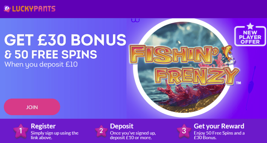 Lucky Pants Bingo Promo Code PANTSGMBLR