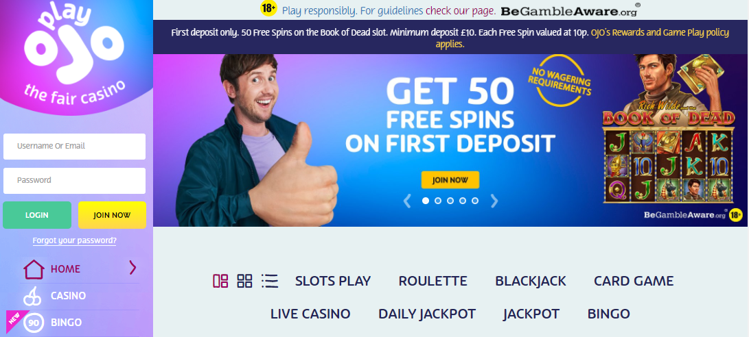 ojo casino free spins