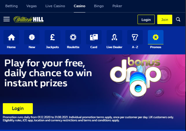 William hill bingo bonus store code for existing customers