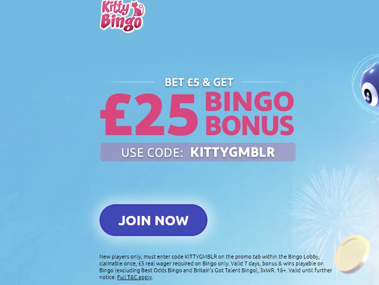 Kitty Bingo Promo Code 2023 Enter KITTYGMBLR Get £25 Bonus