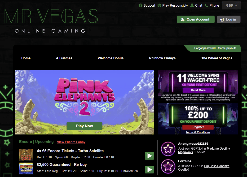 top cashback bonus at Mr Vegas Casino