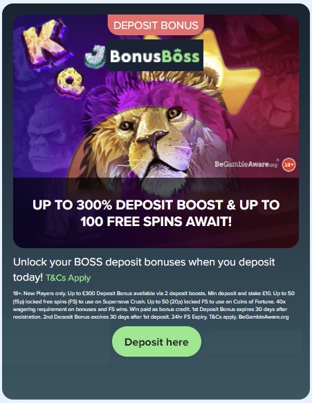 BonusBoss Casino Welcome Bonus