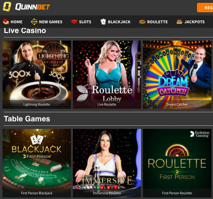 Games at QuinnBet Casino