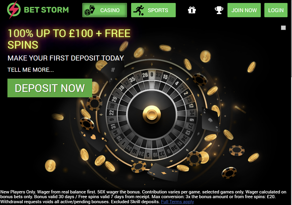 BetStorm casino signup bonus code