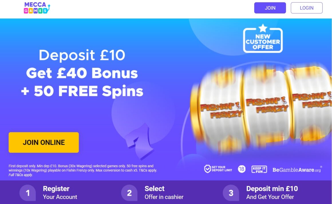 Mecca Games Bonus Code & Offer Get £40 Including 50 Free Spins