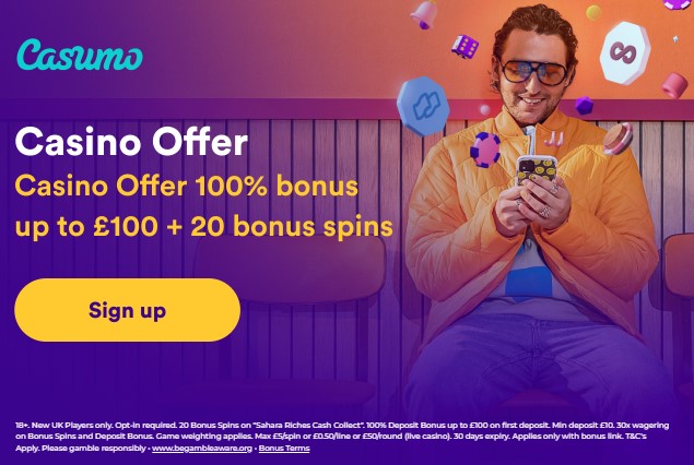 Casumo 100 GBP deposit bonus