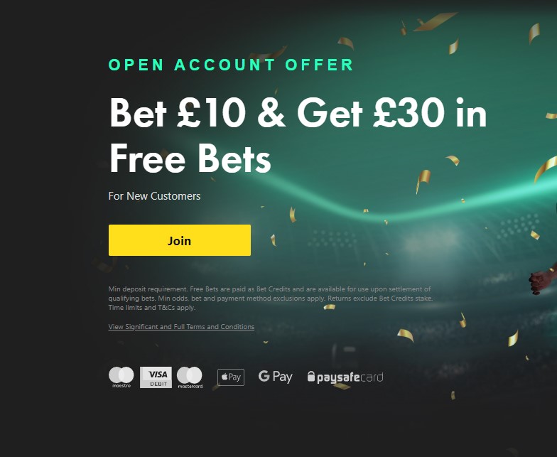 Bet 10 Get 30 Free Bets