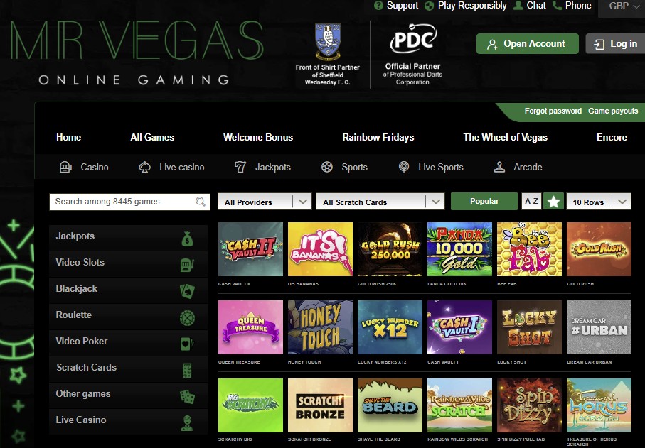 Most Instant Win Games Casinos UK - Mr Vegas 
