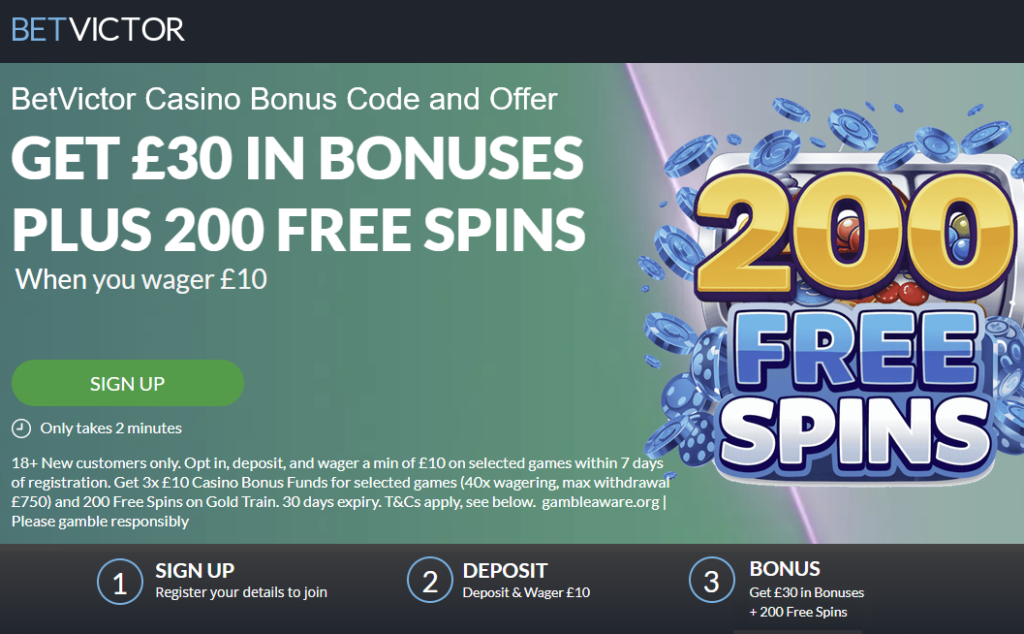 betvictor casino bonus code and offer