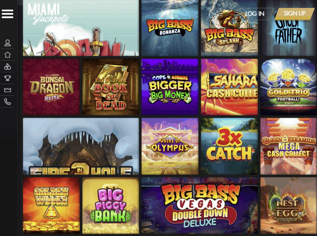Miami Jackpot Games and Slots Selection
