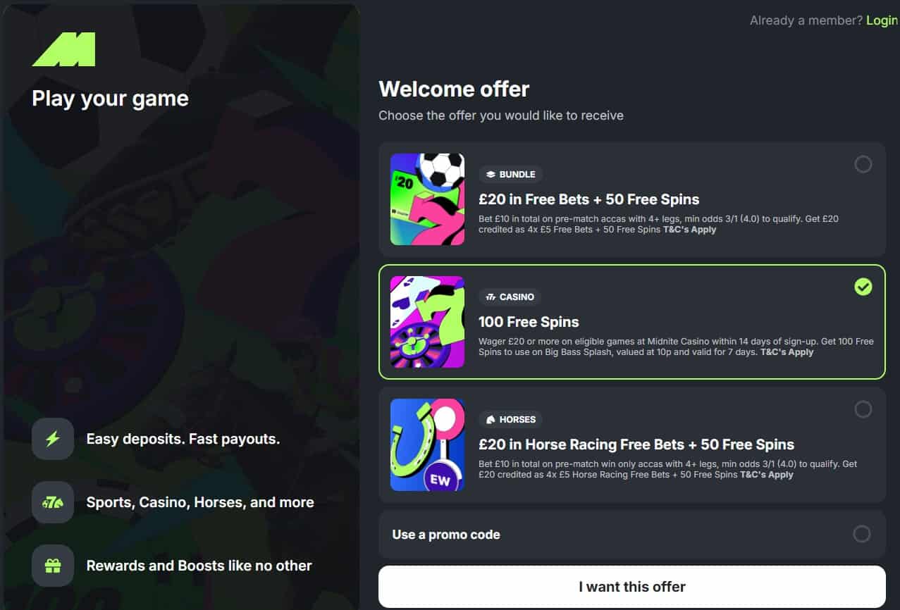 Midnite Promo Code Review for UK Players