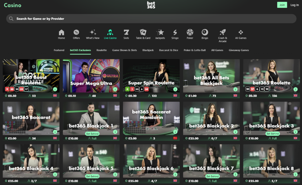 bet365 live casino games