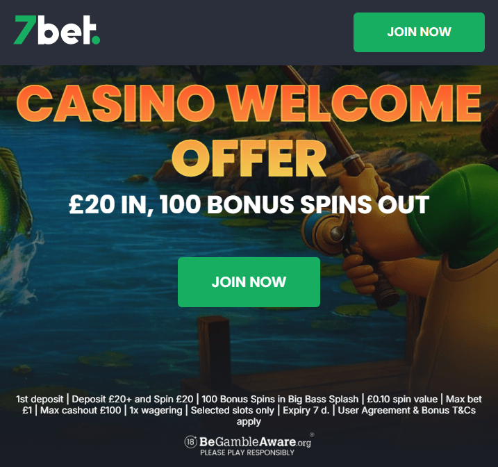 7bet casino sign up bonus for new UK players