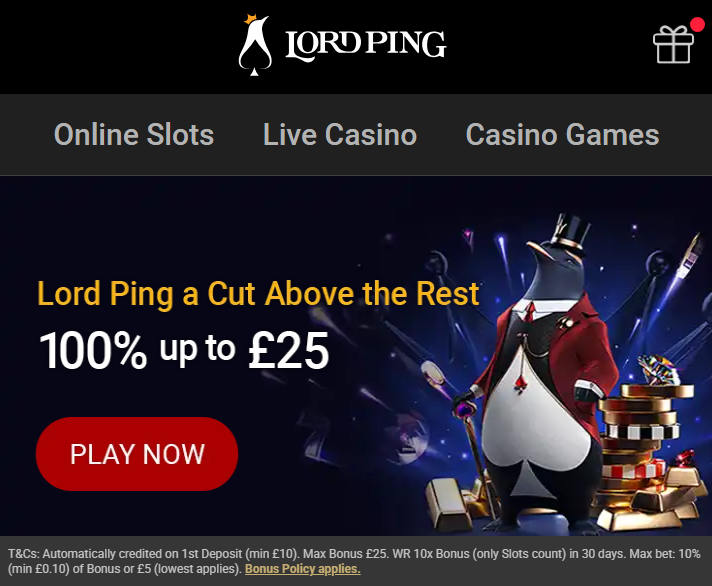 Lord Ping Bonus Code and Welcome Offer