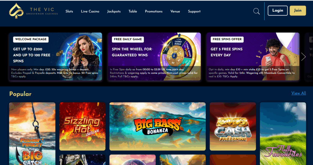 Best Uk gaming sites - The Vic casino