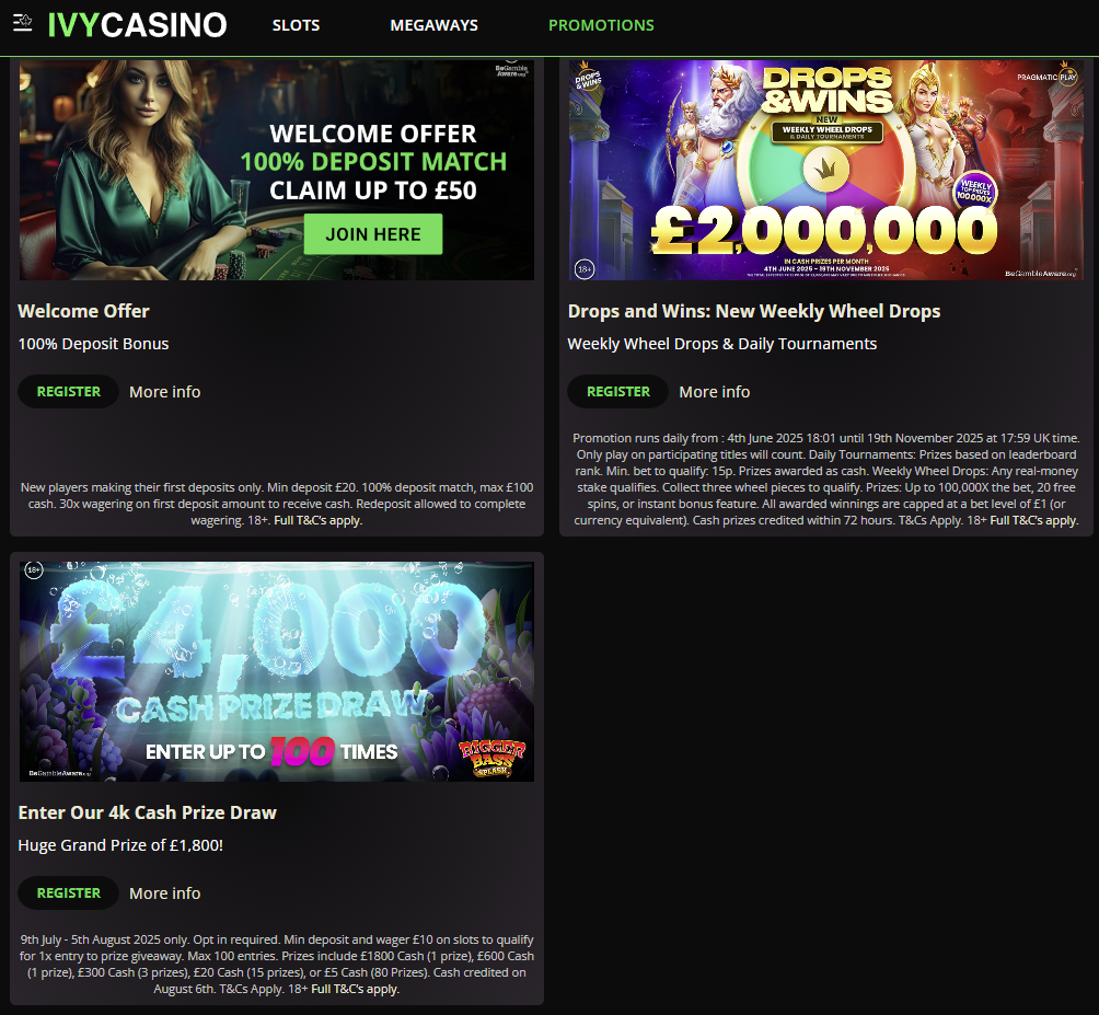 Ivy Casino UK Promotions and Offers