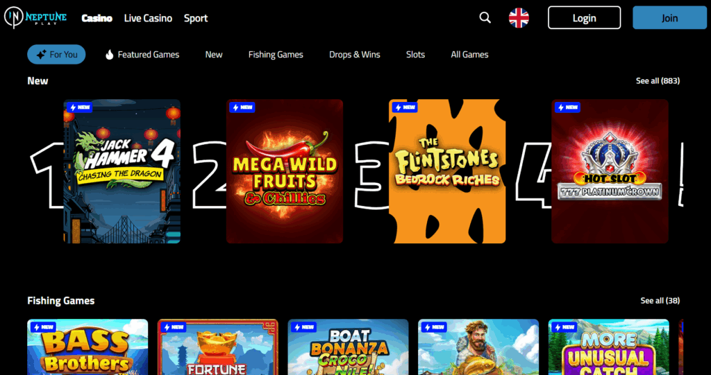 New Slot Sites and new Live casinos - Neptune Casino