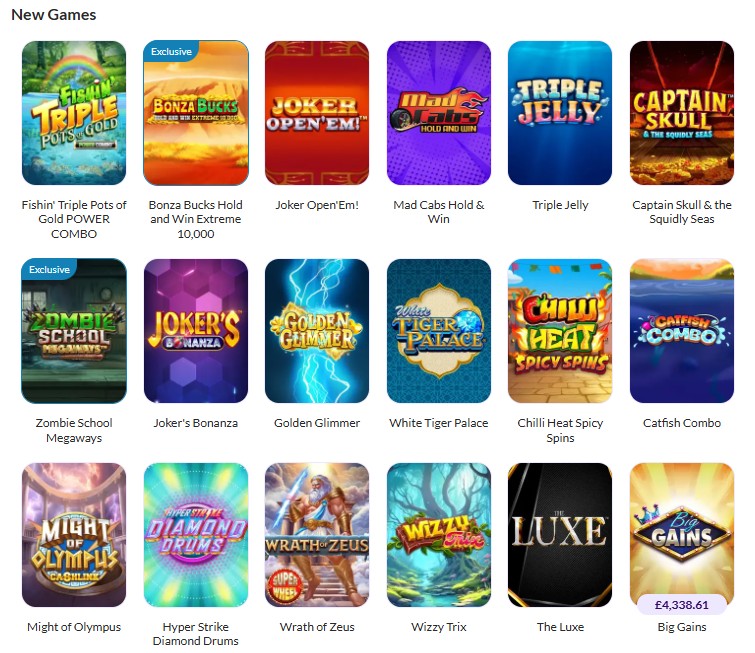 New mobile slots game selection