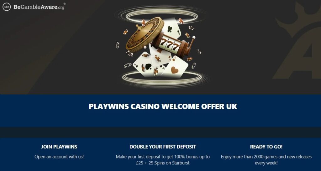 Playwins casino welcome bonus UK