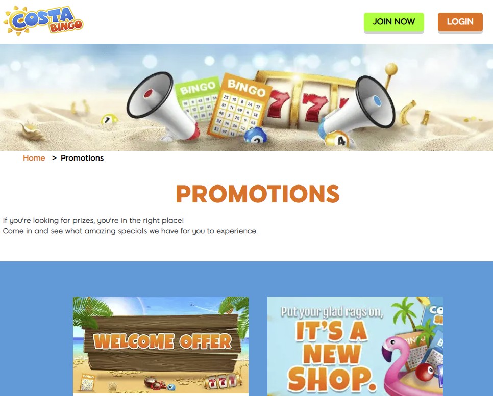 Costa bingo uk promos and offers