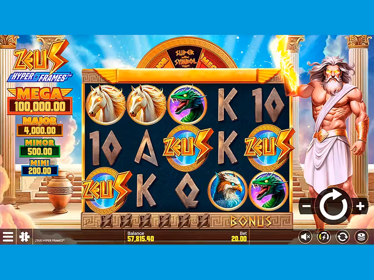 A new slot game, Zeus Hyper Frames, is available on numerous online casino sites, such as SkyBet, BetUK, and GrosvenorCasinos.