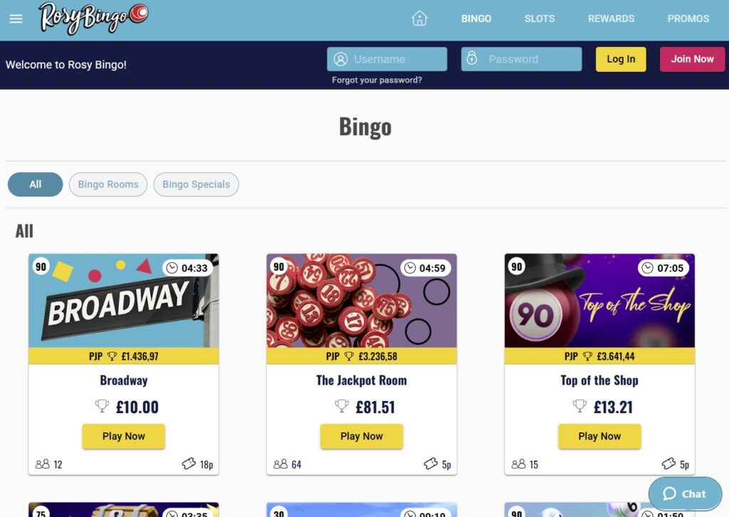 Rosy Bingo and casino games