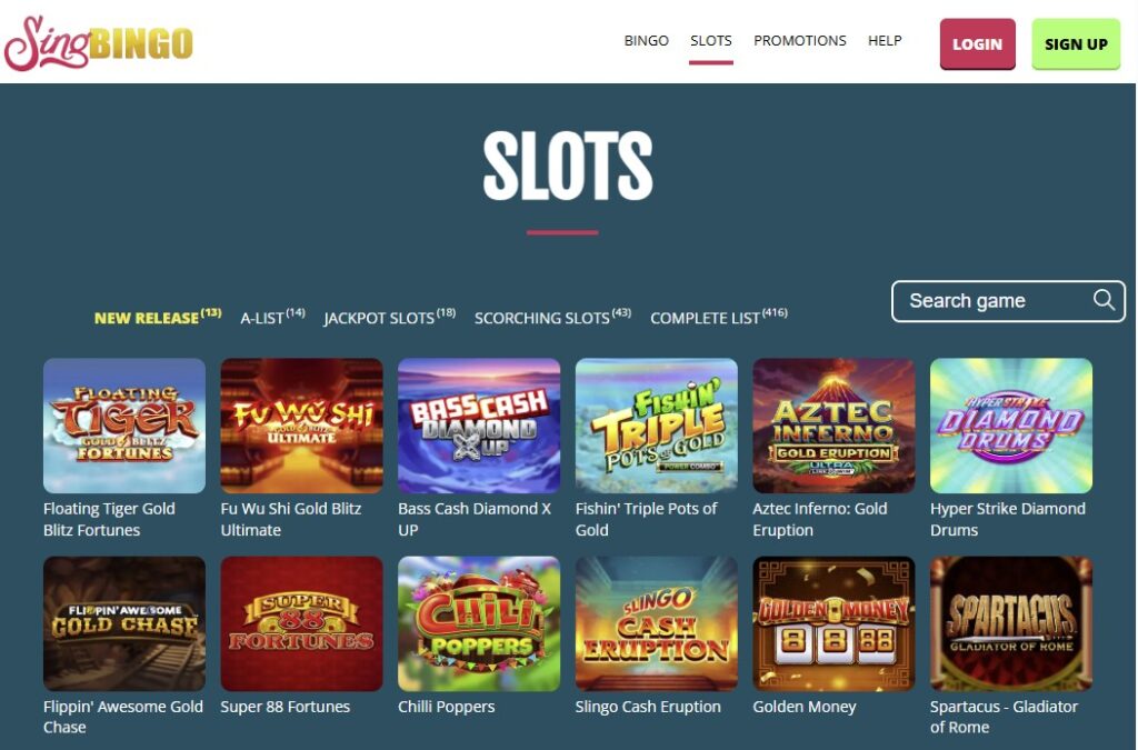 Sing bingo slots and casino games