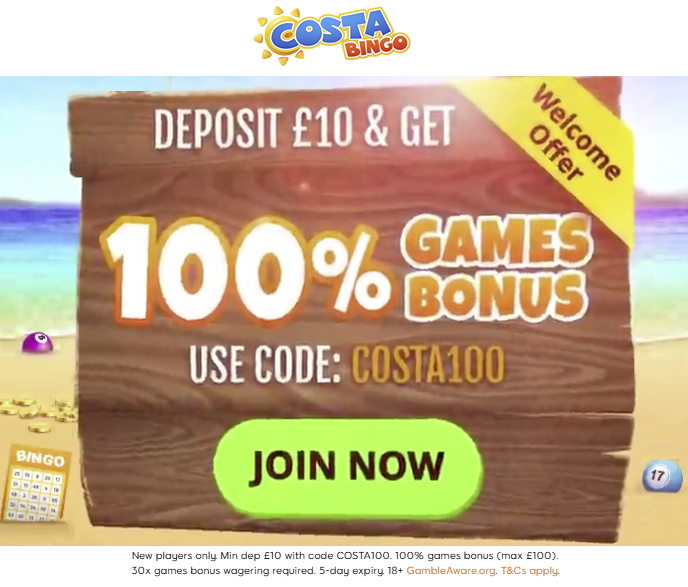 costa bingo welcome offer