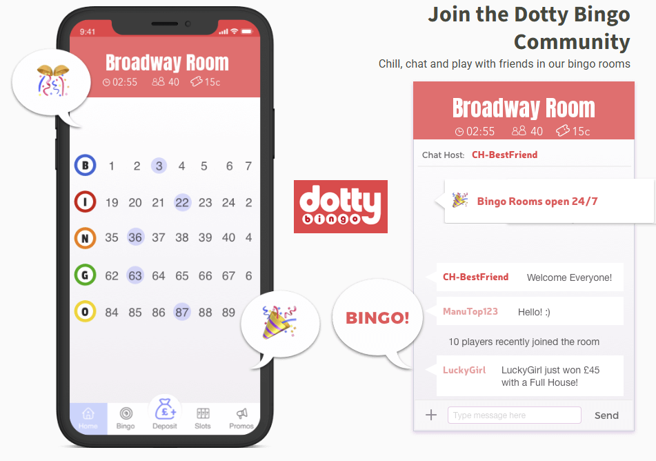 dotty bingo rooms and community