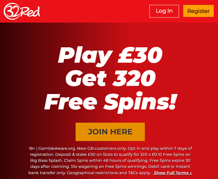 32Red Casino Bonus Code and Offer UK
