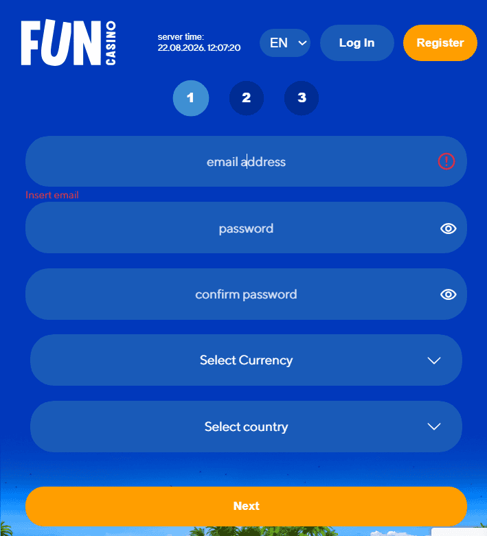 Sign up and claim the Fun Casino Bonus