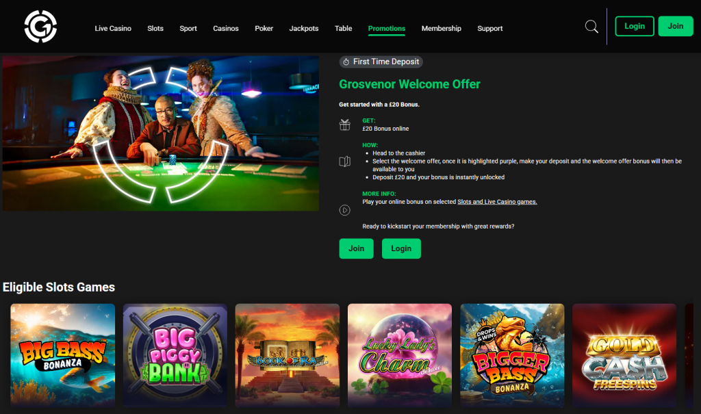 Grosvenor Casino Joining Bonus