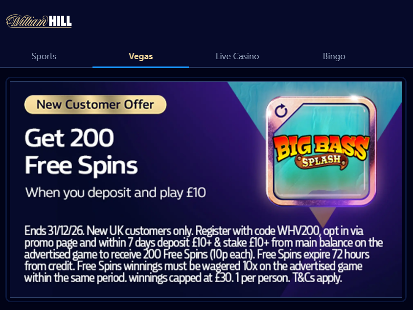 William Hill Vegas Promo Code